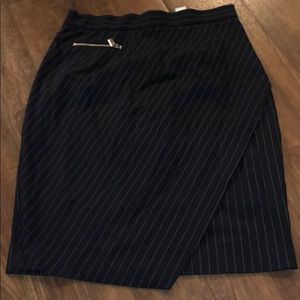 Pinstripe skirt.